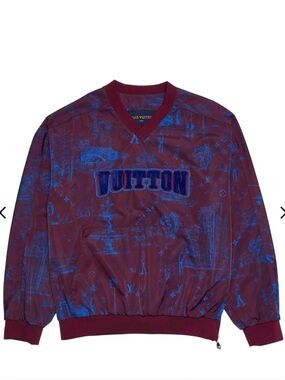 Louis Vuitton Printed Nylon Pullover in bordeaux and blue V-neck design HSB14W